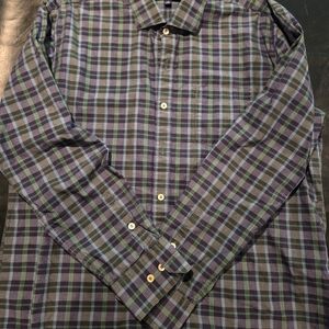 Casual Green and Purple Button Down Shirt